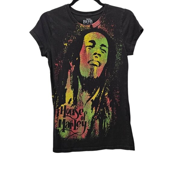 Bob Marley T-Shirt Crewneck Cotton Black Graphic Tee Shirt - Picture 1 of 4